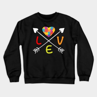 Love - Autism Puzzle Heart Autistic Support Unique ASD Awareness Crewneck Sweatshirt